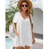 imageBlooming Jelly Womens Casual Sun Summer Dresses Swiss Polka Dot Beach Cover Up V Neck Tank Dress with PocketsWhite Short Sleeve