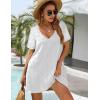 imageBlooming Jelly Womens Casual Sun Summer Dresses Swiss Polka Dot Beach Cover Up V Neck Tank Dress with PocketsWhite Short Sleeve