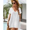 imageBlooming Jelly Womens Casual Sun Summer Dresses Swiss Polka Dot Beach Cover Up V Neck Tank Dress with PocketsWhite Short Sleeve