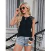imageBlooming Jelly Womens Dressy Casual Blouses Business Work Outfits Summer Sleeveless Tank Top Lace Sleeve Keyhole ShirtsBlack
