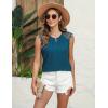 imageBlooming Jelly Womens Dressy Casual Blouses Business Work Outfits Summer Sleeveless Tank Top Lace Sleeve Keyhole ShirtsBlue