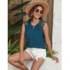 imageBlooming Jelly Womens Dressy Casual Blouses Business Work Outfits Summer Sleeveless Tank Top Lace Sleeve Keyhole ShirtsBlue
