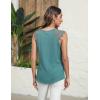 imageBlooming Jelly Womens Dressy Casual Blouses Business Work Outfits Summer Sleeveless Tank Top Lace Sleeve Keyhole ShirtsTurquoise