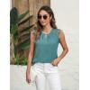 imageBlooming Jelly Womens Dressy Casual Blouses Business Work Outfits Summer Sleeveless Tank Top Lace Sleeve Keyhole ShirtsTurquoise