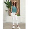 imageBlooming Jelly Womens Dressy Casual Blouses Business Work Outfits Summer Sleeveless Tank Top Lace Sleeve Keyhole ShirtsTurquoise
