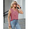 imageBlooming Jelly Womens Summer Tank Tops V Neck Ruffle Sleeveless Dressy Casual Blouse Loose Ladies Trendy Business Work ShirtFuchsia