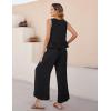 imageBlooming Jelly Womens Two Piece Sets Sleeveless Tank Top Summer Outfits Wide Leg Pants Set Jumpsuits with PocketsBlack