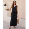 imageBlooming Jelly Womens Two Piece Sets Sleeveless Tank Top Summer Outfits Wide Leg Pants Set Jumpsuits with PocketsBlack