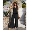 imageBlooming Jelly Womens Two Piece Sets Sleeveless Tank Top Summer Outfits Wide Leg Pants Set Jumpsuits with PocketsBlack