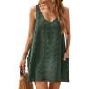 imageBlooming Jelly Womens Casual Sun Summer Dresses Swiss Polka Dot Beach Cover Up V Neck Tank Dress with PocketsArmy Green