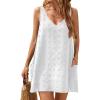 imageBlooming Jelly Womens Casual Sun Summer Dresses Swiss Polka Dot Beach Cover Up V Neck Tank Dress with PocketsWhite
