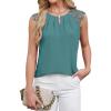 imageBlooming Jelly Womens Dressy Casual Blouses Business Work Outfits Summer Sleeveless Tank Top Lace Sleeve Keyhole ShirtsTurquoise