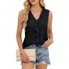 imageBlooming Jelly Womens Summer Tank Tops V Neck Ruffle Sleeveless Dressy Casual Blouse Loose Ladies Trendy Business Work ShirtBlack