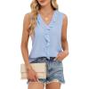 imageBlooming Jelly Womens Summer Tank Tops V Neck Ruffle Sleeveless Dressy Casual Blouse Loose Ladies Trendy Business Work ShirtLight Blue