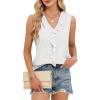 imageBlooming Jelly Womens Summer Tank Tops V Neck Ruffle Sleeveless Dressy Casual Blouse Loose Ladies Trendy Business Work ShirtWhite