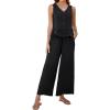 imageBlooming Jelly Womens Two Piece Sets Sleeveless Tank Top Summer Outfits Wide Leg Pants Set Jumpsuits with PocketsBlack