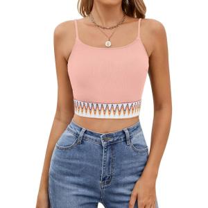 imageBlooming Jelly Womens Crop Tank Tops Summer Trendy Going Out Outfits Sexy Sleeveless Color Block Cami ShirtsPink