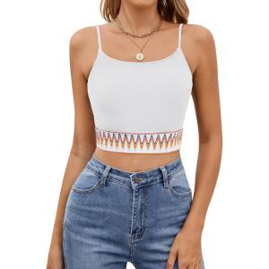 imageBlooming Jelly Womens Crop Tank Tops Summer Trendy Going Out Outfits Sexy Sleeveless Color Block Cami ShirtsWhite