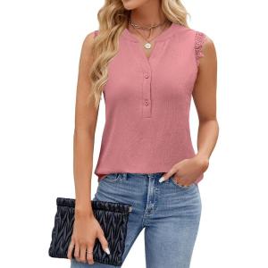 imageBlooming Jelly Womens Dressy Casual Blouses Business Tank Tops Sleeveless V Neck Button Down Shirts 2024 Summer OutfitsDusty Pink