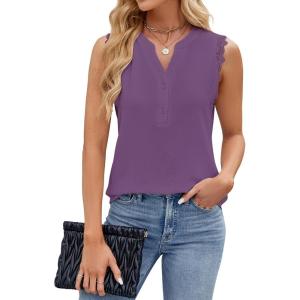 imageBlooming Jelly Womens Dressy Casual Blouses Business Tank Tops Sleeveless V Neck Button Down Shirts 2024 Summer OutfitsPurple