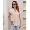 imageBlooming Jelly Womens Blouses Dressy Causal V Neck Pintuck Short Petal Sleeve Business Tops Ladies Summer Trendy Work ShirtApricot