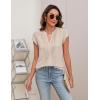 imageBlooming Jelly Womens Blouses Dressy Causal V Neck Pintuck Short Petal Sleeve Business Tops Ladies Summer Trendy Work ShirtApricot