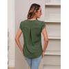 imageBlooming Jelly Womens Blouses Dressy Causal V Neck Pintuck Short Petal Sleeve Business Tops Ladies Summer Trendy Work ShirtArmy Green