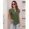 imageBlooming Jelly Womens Blouses Dressy Causal V Neck Pintuck Short Petal Sleeve Business Tops Ladies Summer Trendy Work ShirtArmy Green