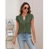 imageBlooming Jelly Womens Blouses Dressy Causal V Neck Pintuck Short Petal Sleeve Business Tops Ladies Summer Trendy Work ShirtArmy Green
