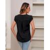 imageBlooming Jelly Womens Blouses Dressy Causal V Neck Pintuck Short Petal Sleeve Business Tops Ladies Summer Trendy Work ShirtBlack