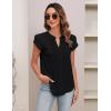 imageBlooming Jelly Womens Blouses Dressy Causal V Neck Pintuck Short Petal Sleeve Business Tops Ladies Summer Trendy Work ShirtBlack