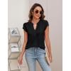 imageBlooming Jelly Womens Blouses Dressy Causal V Neck Pintuck Short Petal Sleeve Business Tops Ladies Summer Trendy Work ShirtBlack