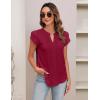 imageBlooming Jelly Womens Blouses Dressy Causal V Neck Pintuck Short Petal Sleeve Business Tops Ladies Summer Trendy Work ShirtCrimson