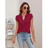 imageBlooming Jelly Womens Blouses Dressy Causal V Neck Pintuck Short Petal Sleeve Business Tops Ladies Summer Trendy Work ShirtCrimson