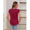 imageBlooming Jelly Womens Blouses Dressy Causal V Neck Pintuck Short Petal Sleeve Business Tops Ladies Summer Trendy Work ShirtCrimson