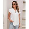 imageBlooming Jelly Womens Blouses Dressy Causal V Neck Pintuck Short Petal Sleeve Business Tops Ladies Summer Trendy Work ShirtIvory White