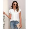imageBlooming Jelly Womens Blouses Dressy Causal V Neck Pintuck Short Petal Sleeve Business Tops Ladies Summer Trendy Work ShirtIvory White