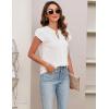 imageBlooming Jelly Womens Blouses Dressy Causal V Neck Pintuck Short Petal Sleeve Business Tops Ladies Summer Trendy Work ShirtIvory White