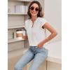 imageBlooming Jelly Womens Blouses Dressy Causal V Neck Pintuck Short Petal Sleeve Business Tops Ladies Summer Trendy Work ShirtIvory White