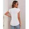 imageBlooming Jelly Womens Blouses Dressy Causal V Neck Pintuck Short Petal Sleeve Business Tops Ladies Summer Trendy Work ShirtIvory White