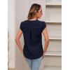 imageBlooming Jelly Womens Blouses Dressy Causal V Neck Pintuck Short Petal Sleeve Business Tops Ladies Summer Trendy Work ShirtNavy Blue
