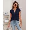 imageBlooming Jelly Womens Blouses Dressy Causal V Neck Pintuck Short Petal Sleeve Business Tops Ladies Summer Trendy Work ShirtNavy Blue