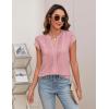 imageBlooming Jelly Womens Blouses Dressy Causal V Neck Pintuck Short Petal Sleeve Business Tops Ladies Summer Trendy Work ShirtPink