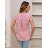 imageBlooming Jelly Womens Blouses Dressy Causal V Neck Pintuck Short Petal Sleeve Business Tops Ladies Summer Trendy Work ShirtPink