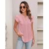 imageBlooming Jelly Womens Blouses Dressy Causal V Neck Pintuck Short Petal Sleeve Business Tops Ladies Summer Trendy Work ShirtPink