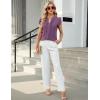 imageBlooming Jelly Womens Blouses Dressy Causal V Neck Pintuck Short Petal Sleeve Business Tops Ladies Summer Trendy Work ShirtPurple