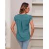 imageBlooming Jelly Womens Blouses Dressy Causal V Neck Pintuck Short Petal Sleeve Business Tops Ladies Summer Trendy Work ShirtTeal