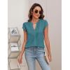 imageBlooming Jelly Womens Blouses Dressy Causal V Neck Pintuck Short Petal Sleeve Business Tops Ladies Summer Trendy Work ShirtTeal