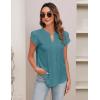 imageBlooming Jelly Womens Blouses Dressy Causal V Neck Pintuck Short Petal Sleeve Business Tops Ladies Summer Trendy Work ShirtTeal