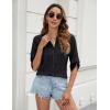 imageBlooming Jelly Womens Button Down Shirts Lace Crochet Dressy Casual Tops 34 Sleeve Work Summer Outfits 2025Black